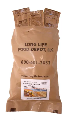 Long Life Food Depot - MRE Cheddar Cheese Spread Combo - 24 Pack