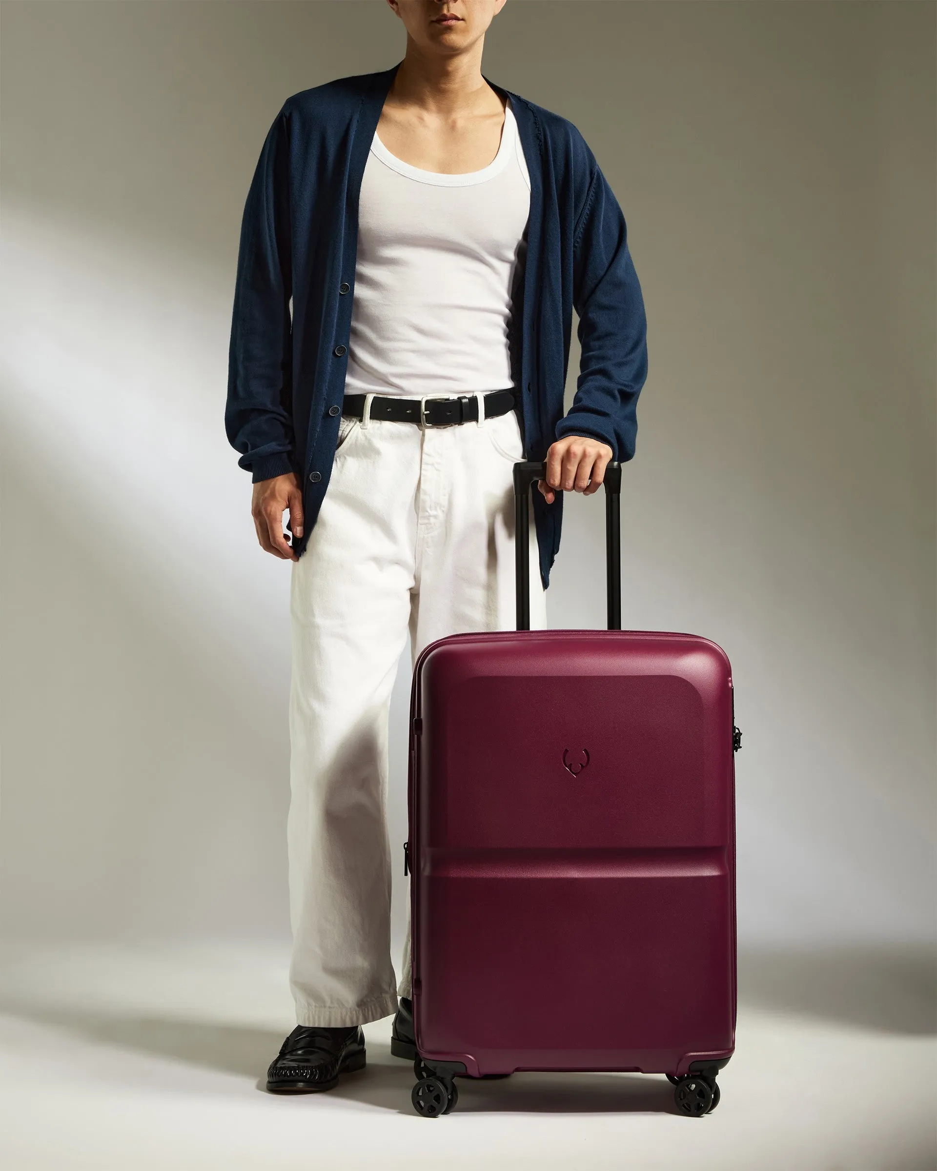 Medium Suitcase in Heather Purple - Single Stripe