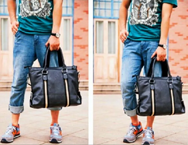 Men Classic Black Leather Bag