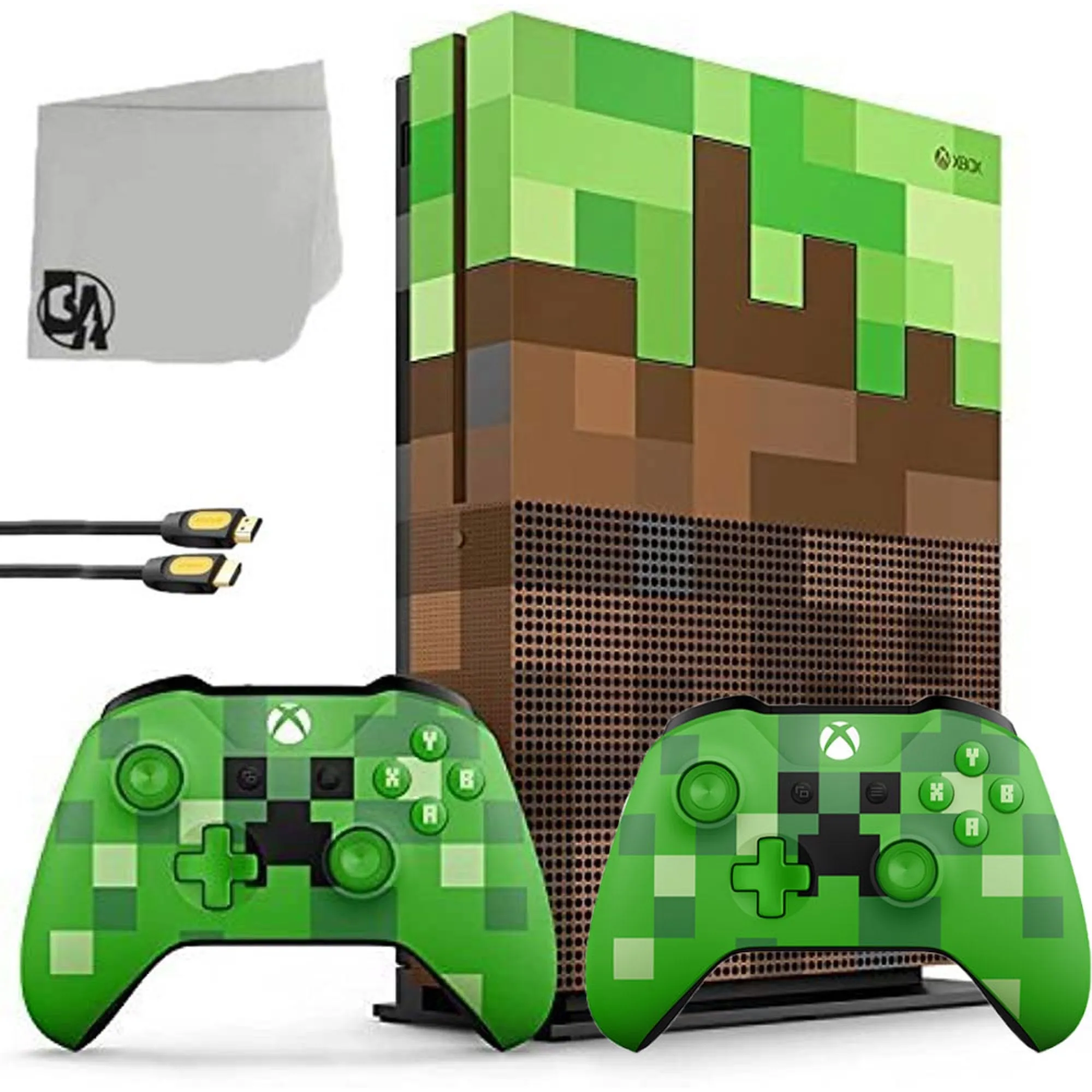 Microsoft 23C-00001 Xbox One S Minecraft Limited Edition 1TB Gaming Console with 2 Controller Included BOLT AXTION Bundle Used