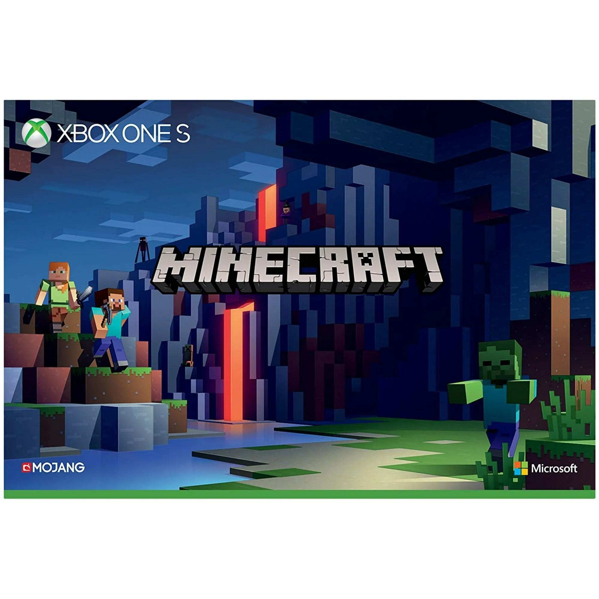 Microsoft 23C-00001 Xbox One S Minecraft Limited Edition 1TB Gaming Console with 2 Controller Included BOLT AXTION Bundle Used