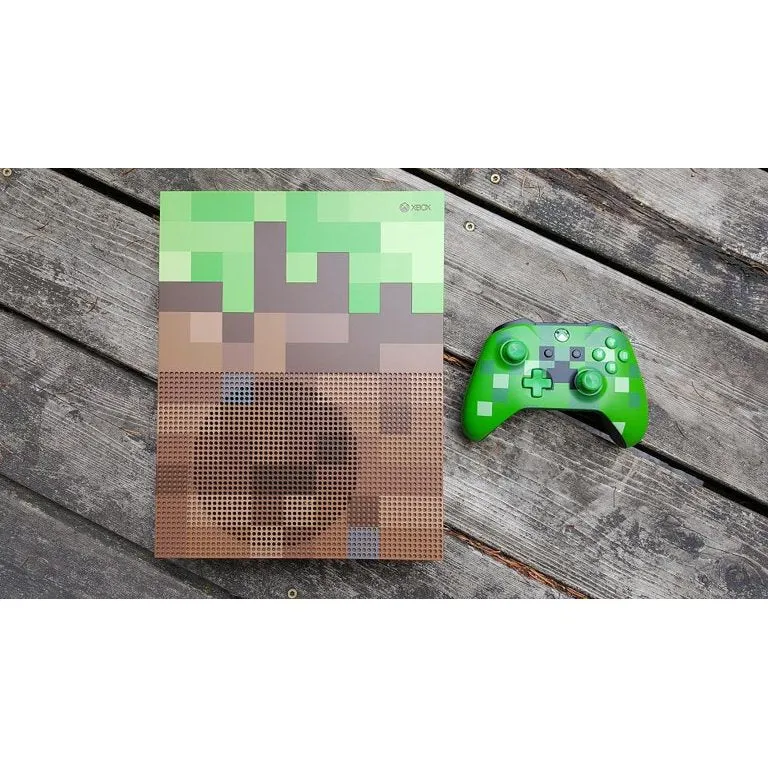 Microsoft 23C-00001 Xbox One S Minecraft Limited Edition 1TB Gaming Console with BOLT AXTION Bundle Like New