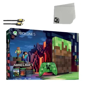 Microsoft 23C-00001 Xbox One S Minecraft Limited Edition 1TB Gaming Console with BOLT AXTION Bundle Like New