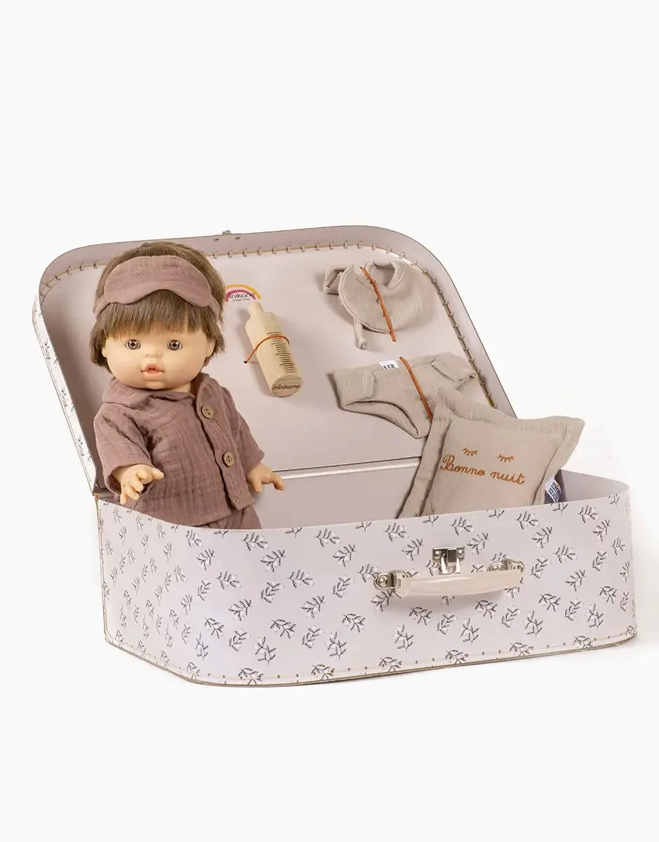 Minikane Baby Doll(34cm)  — Jude with Chestnut Vintage Suitcase