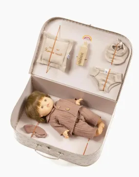 Minikane Baby Doll(34cm)  — Jude with Chestnut Vintage Suitcase