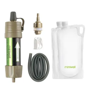 Miniwell Portable Outdoor Water Filter Survival kit with Bag for Camping & Outdoor Survival