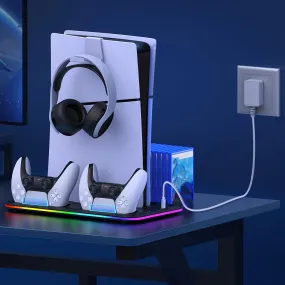 Multi-functional Cooling and Charging Stand with RGB Light for PS5