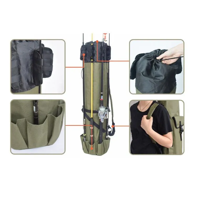 Multifunctional Fishing Rod Bag Fishing Tackle Bag Fishing Supplies,Size: 123x34cm(Brown)