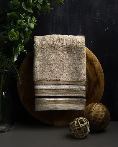 Mush Designer Bamboo Hand Towels |Ultra Soft, Absorbent & Quick Dry Towels for Bath, Spa and Yoga (Royal Beige, Hand Towelset of 2),450 GSM