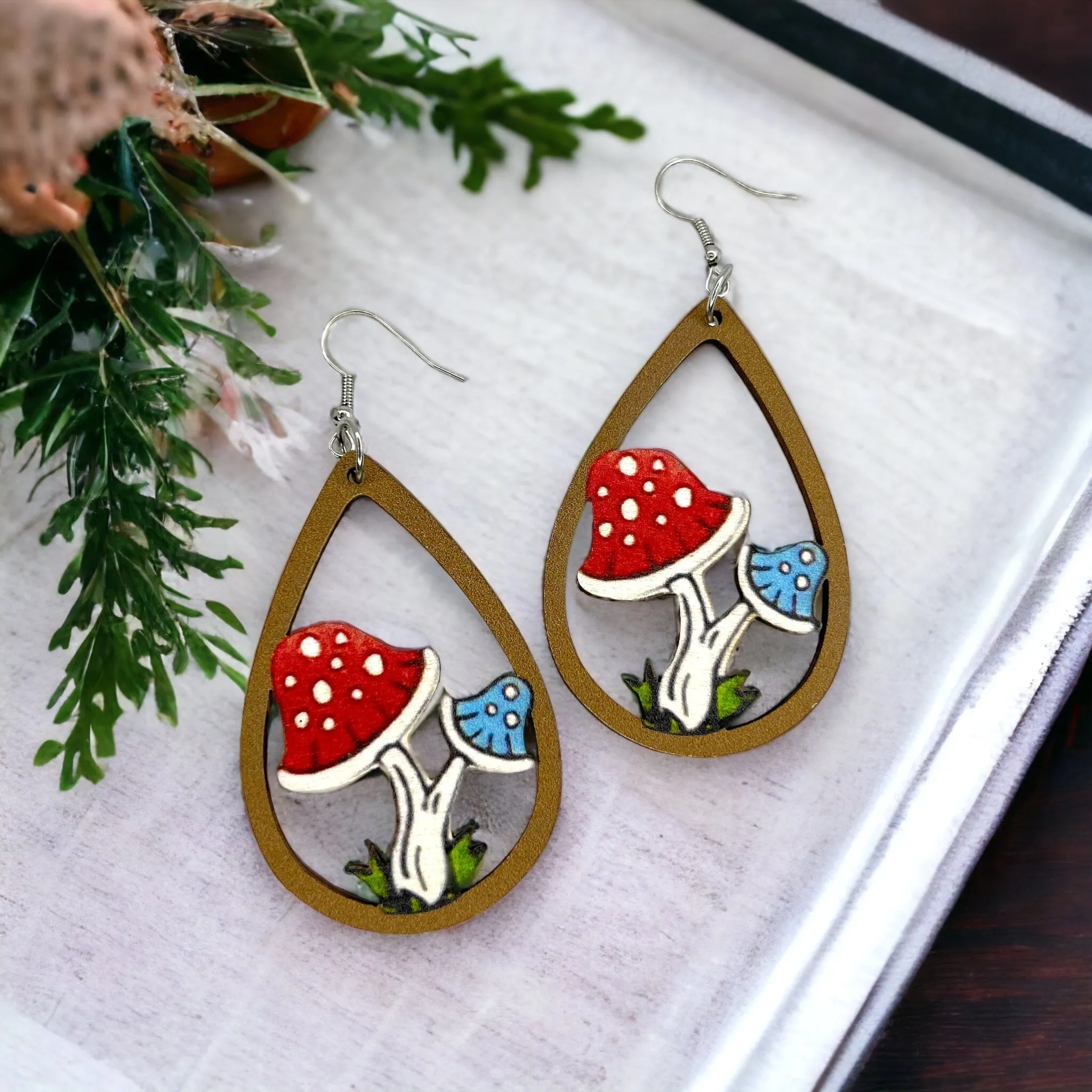 Mushroom Earrings - Red Mushroom, Morel Mushroom, Mushroom Jewelry, Mushroom Accessories, Handmade Earrings, Fungi Earrings, Botanical Bliss