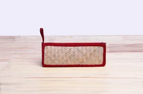 Nattira - Reed Woven Pencil Bag (Red)