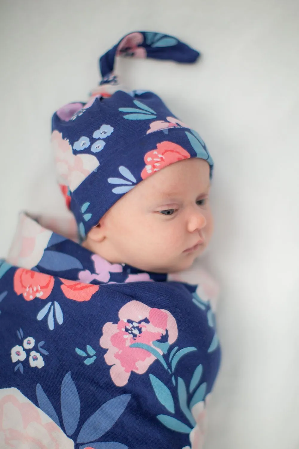 Navy Robe & Annabelle Swaddle Blanket Set