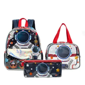 (NET) Astronaut Backpack 13 inch Transparent Toddlers Backpack See Through Preschool Bag with Lunch Bag and Pencil Case / 131012-3