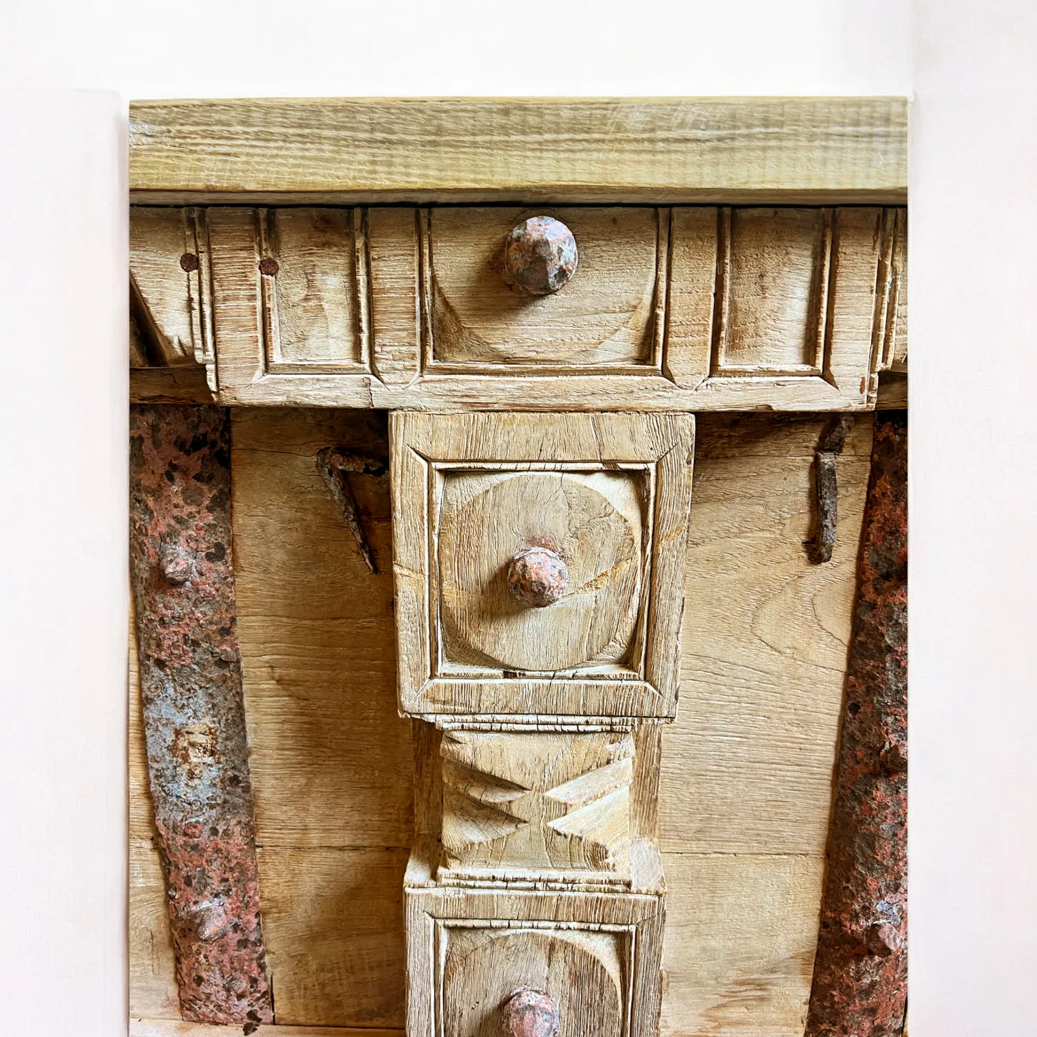 Old Wooden White Rustic Console Table