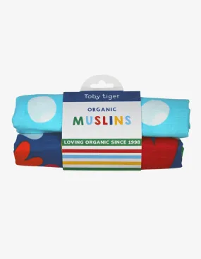 Organic Heart Print Muslin 2-Pack