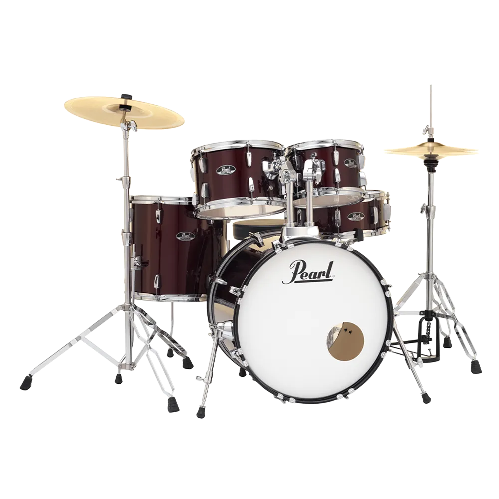 Pearl ROADSHOW RED WINE 5 Pc Drum Kit (22" kick) w/ Hardware Throne Cymbals (14HH/16CR/20R)