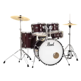 Pearl ROADSHOW RED WINE 5 Pc Drum Kit (22" kick) w/ Hardware Throne Cymbals (14HH/16CR/20R)