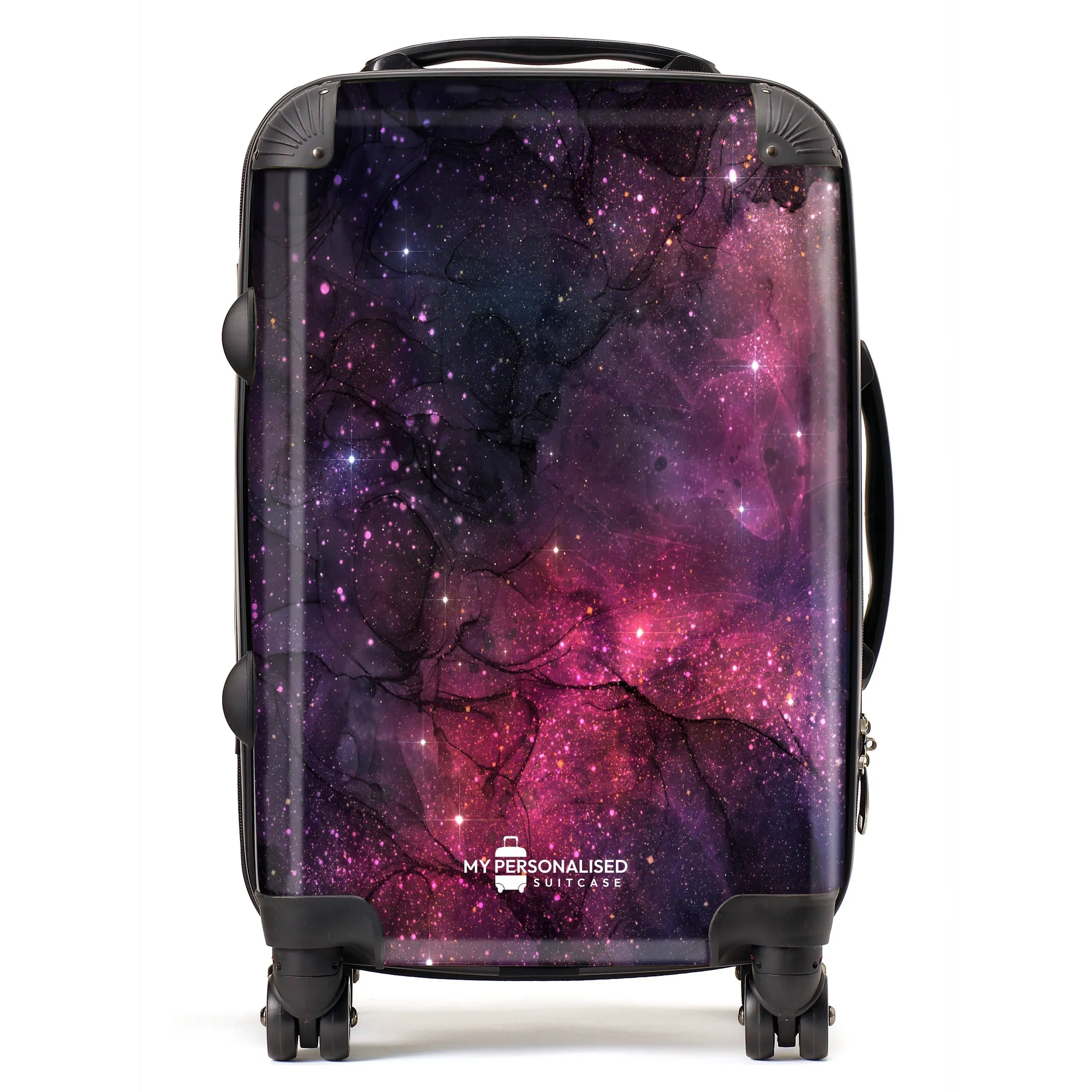 Personalised Awash with Stars Pink and Purple Suitcase