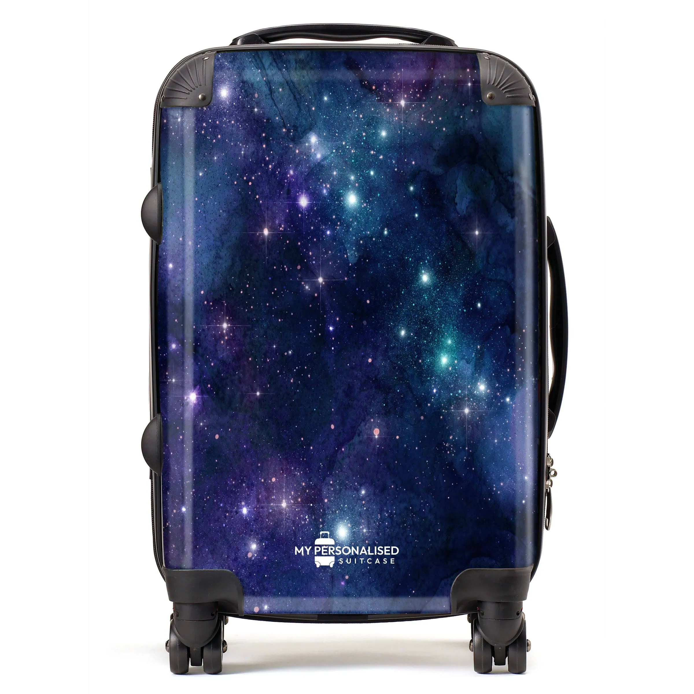 Personalised Awash with Stars Purple and Blue Gradient Suitcase