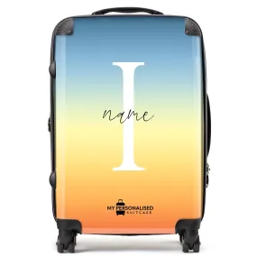 Personalised Orange, Yellow and Blue Ombre Gradient Suitcase