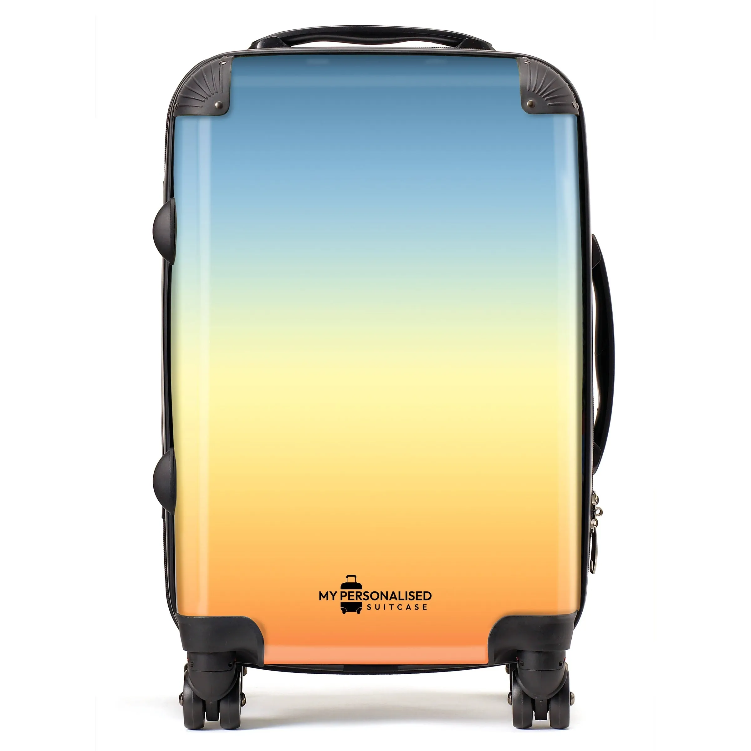 Personalised Orange, Yellow and Blue Ombre Gradient Suitcase