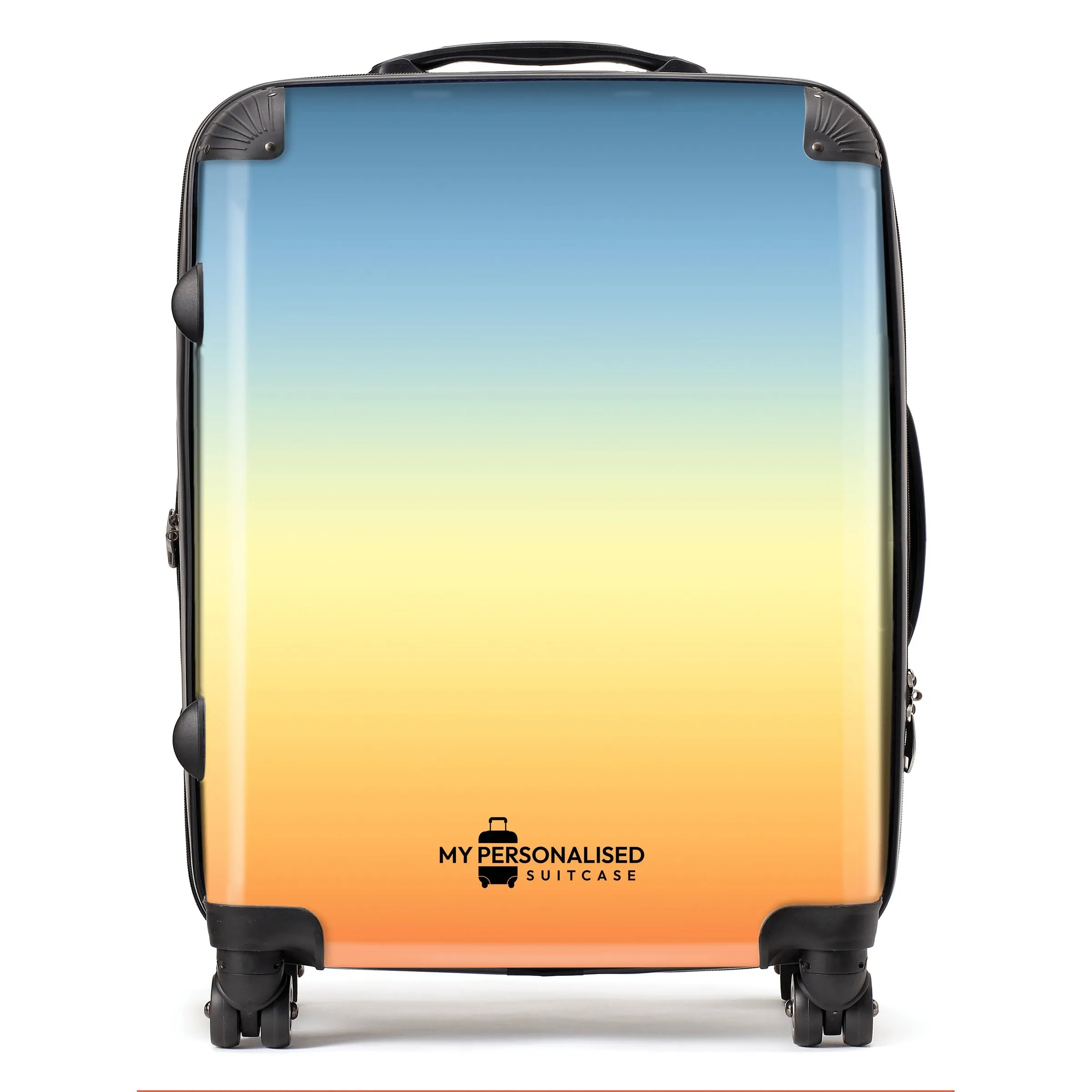 Personalised Orange, Yellow and Blue Ombre Gradient Suitcase