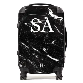 Personalised Printed Suitcase - Black Marble