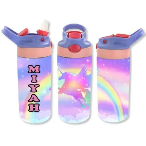 Personalized Kids' 12oz Double Walled Stainless Steel Bottle - Unicorn Rainbow