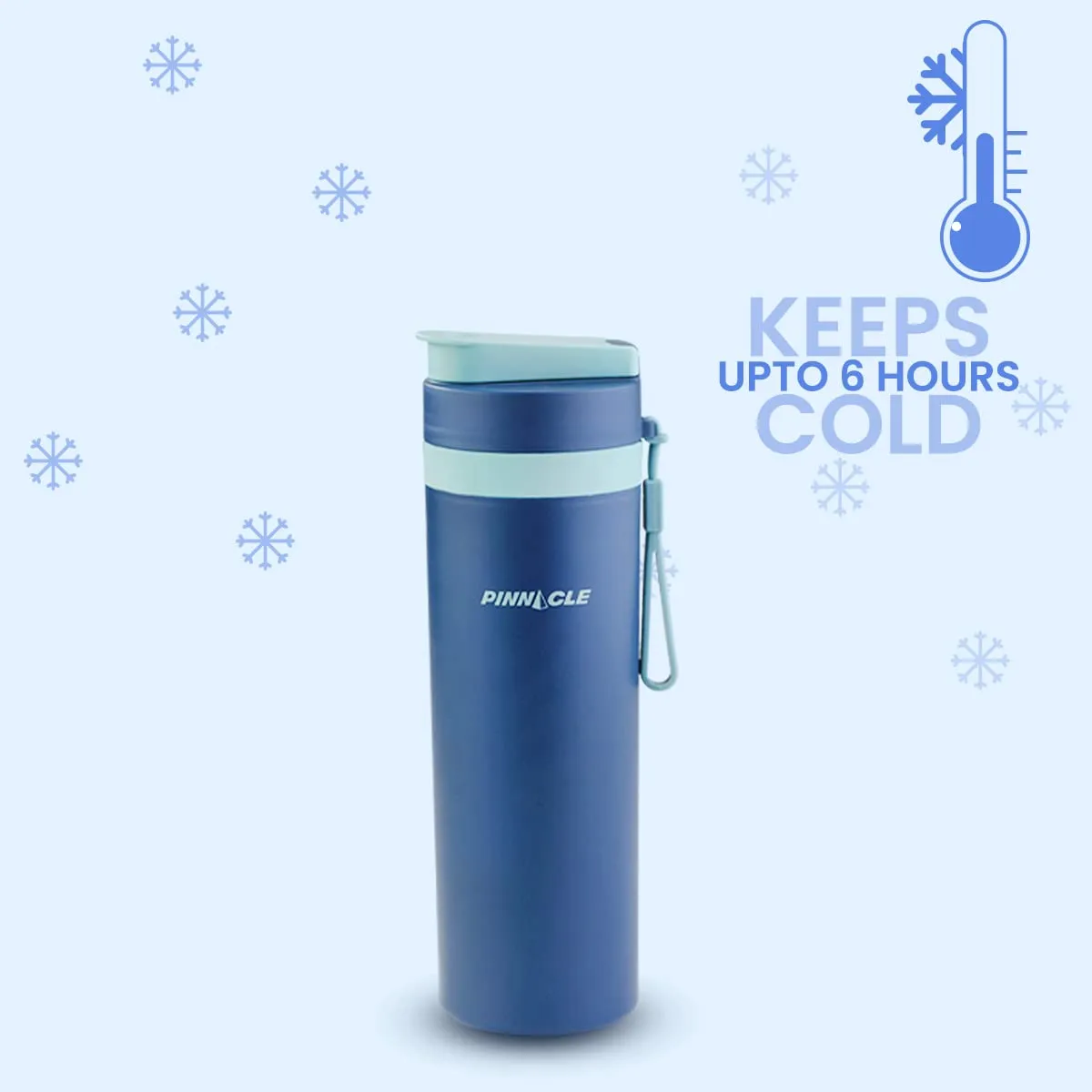 Pinnacle Pixel Thermosteel Bottle | Stainless Steel Water Bottle for Kids, Girls & Adults | Leak Proof | 6hrs Cooling | Thermos Flask | 600ml(Pack of 1, Blue)