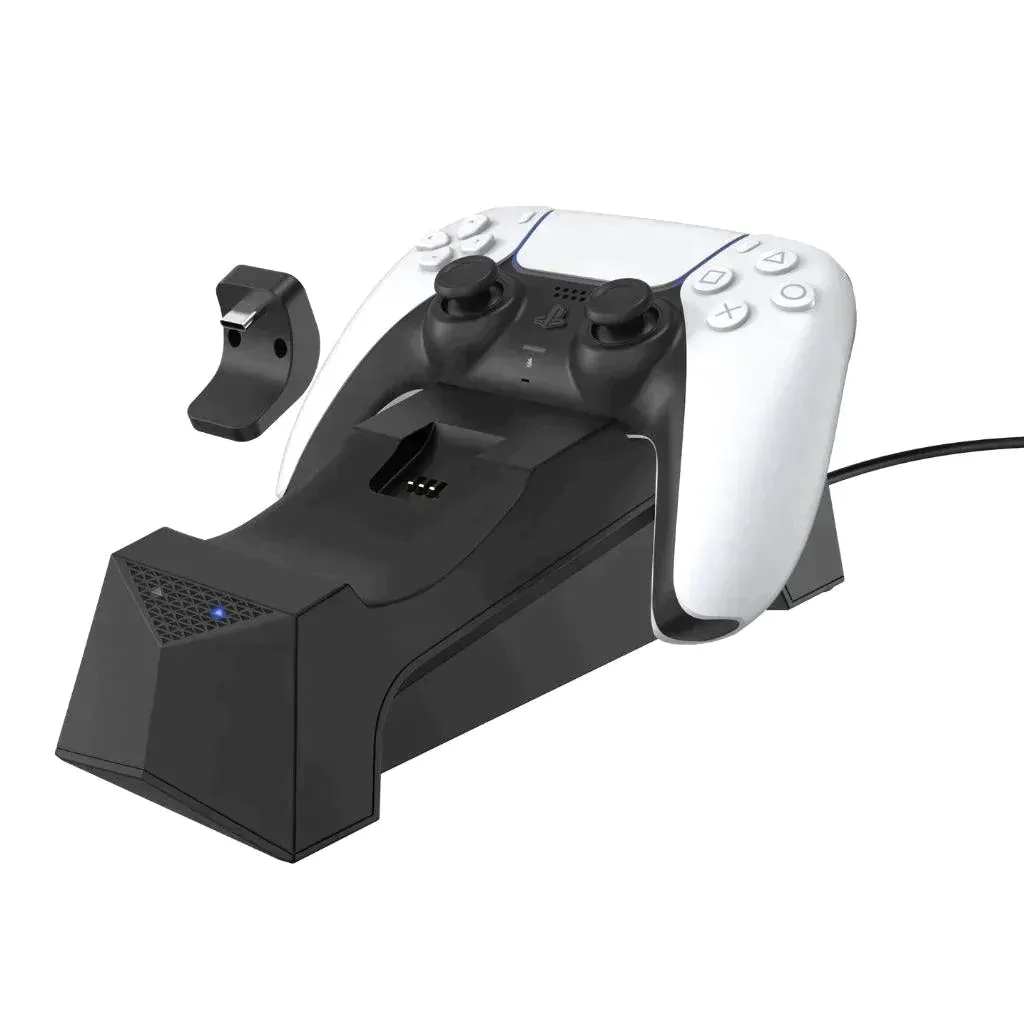 Play Station 5 Digital Edition Console with Extra Black Controller and Surge Dual Controller Charge Dock Bundle