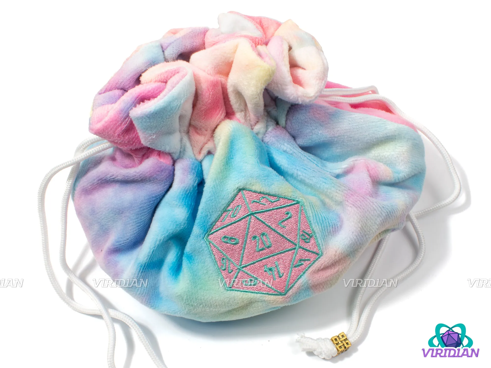 Plush Dice Bag of Holding  5 | Flannel Drawstring, 7 Compartments, Stores ~100 Dice | Large Dice Pouch