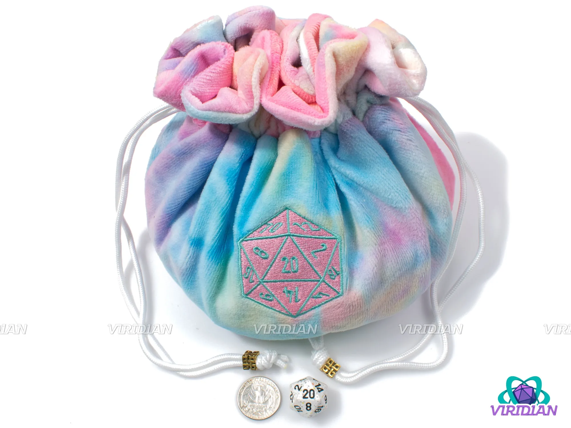 Plush Dice Bag of Holding  5 | Flannel Drawstring, 7 Compartments, Stores ~100 Dice | Large Dice Pouch