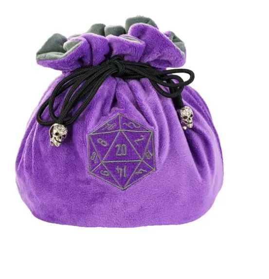 Plush Dice Bag of Holding  5 | Flannel Drawstring, 7 Compartments, Stores ~100 Dice | Large Dice Pouch