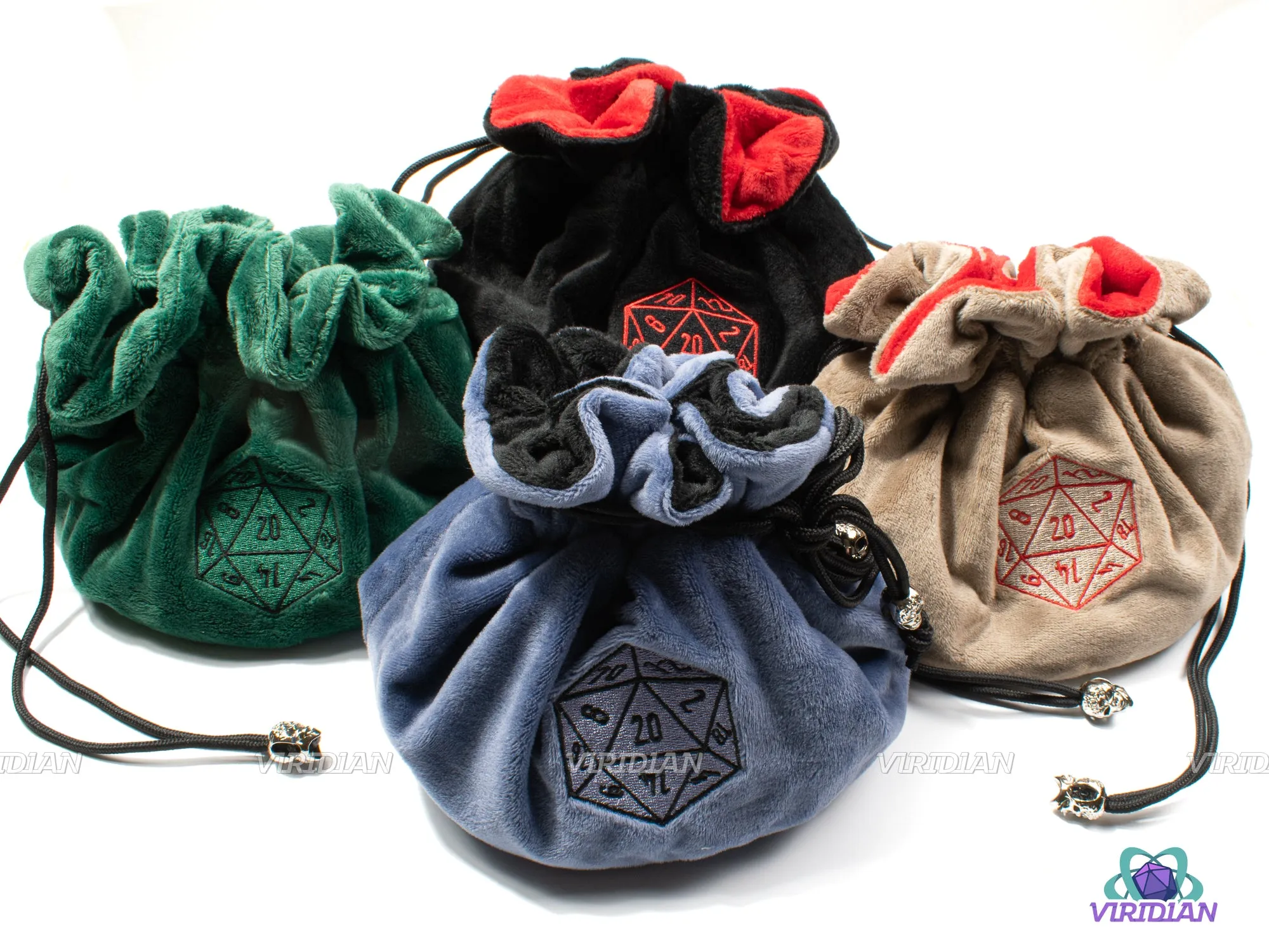 Plush Dice Bag of Holding  5 | Flannel Drawstring, 7 Compartments, Stores ~100 Dice | Large Dice Pouch