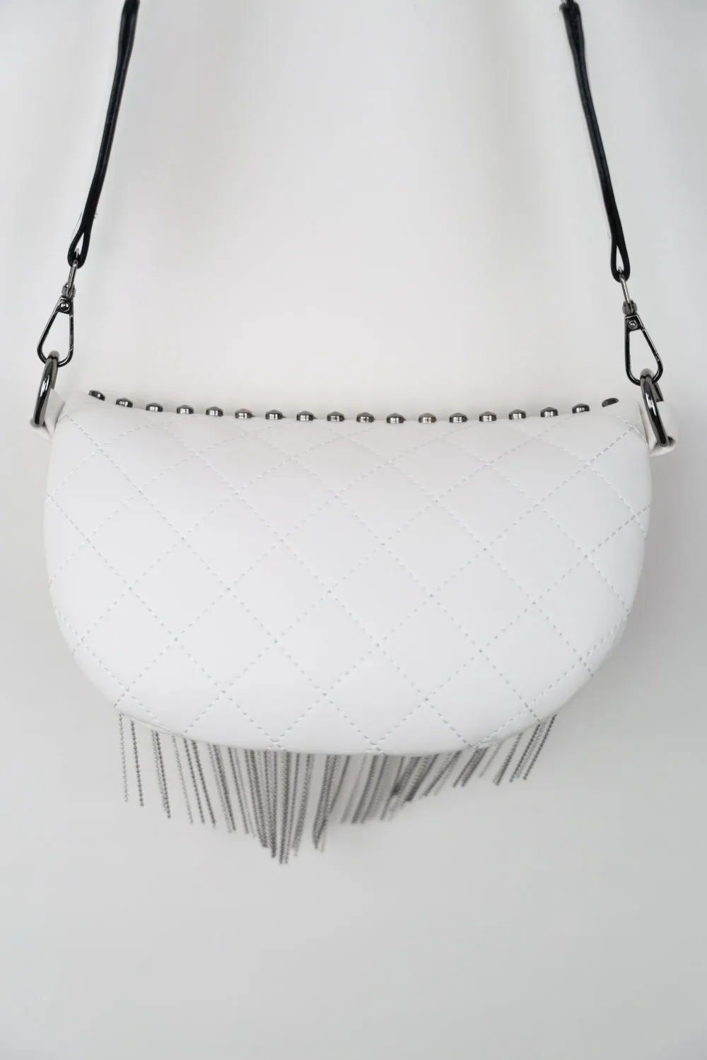 PU Leather Studded Fringed Sling Bag