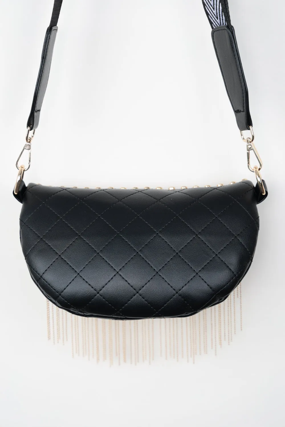 PU Leather Studded Fringed Sling Bag