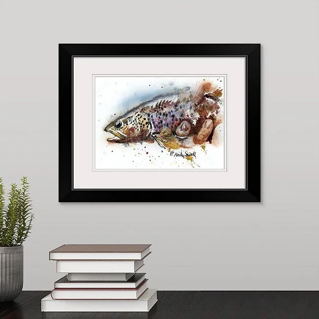 "Brown Splashes" - signed giclee art print, Brown Trout wall art