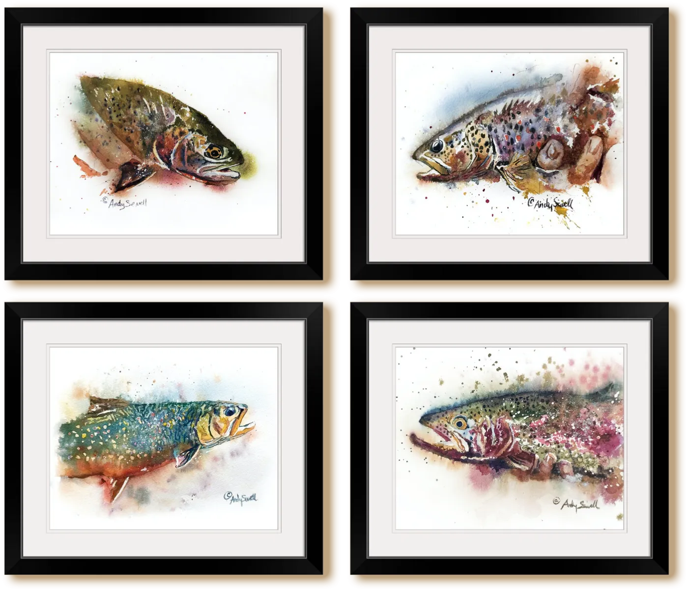 "Brown Splashes" - signed giclee art print, Brown Trout wall art