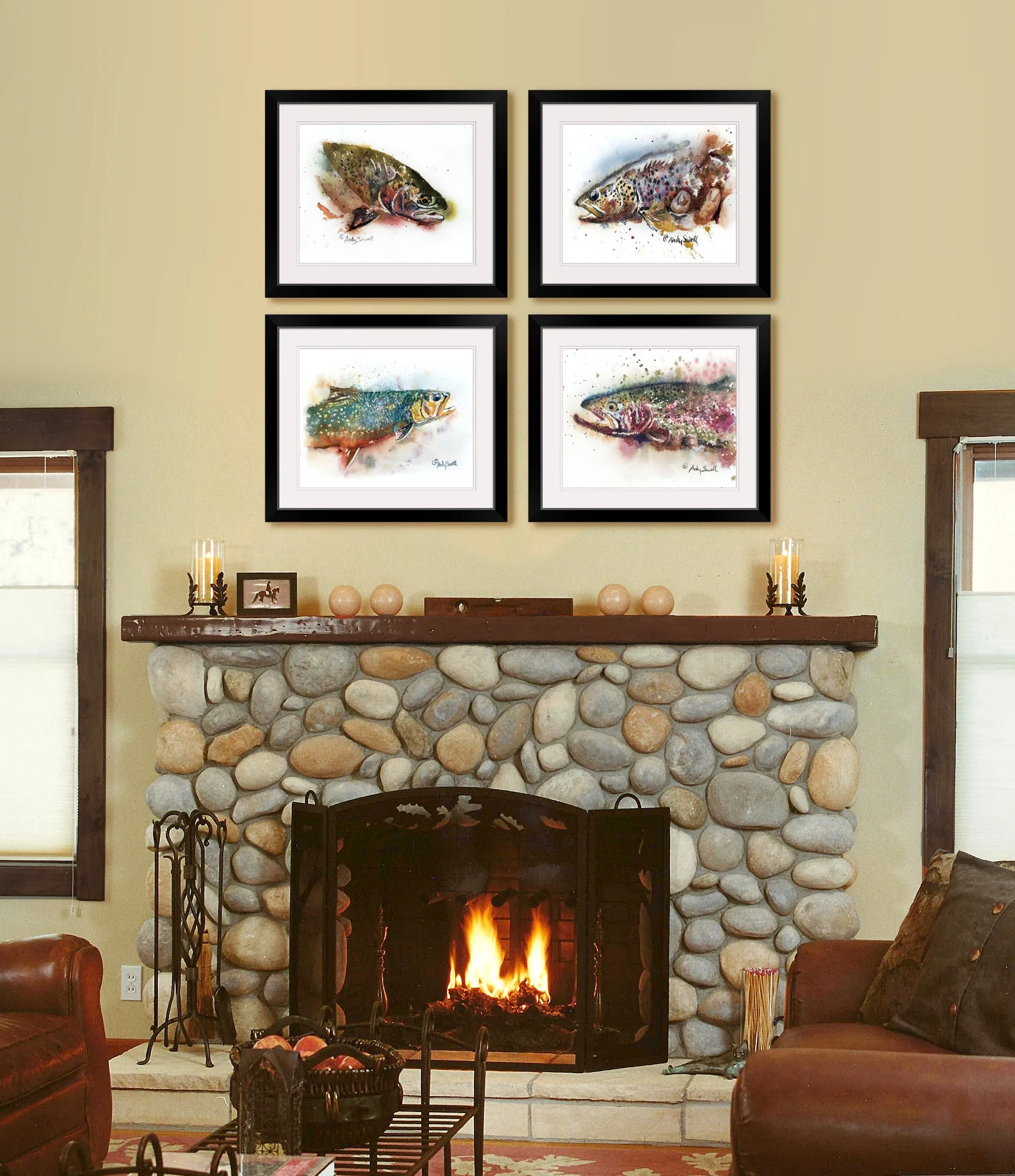 "Brown Splashes" - signed giclee art print, Brown Trout wall art