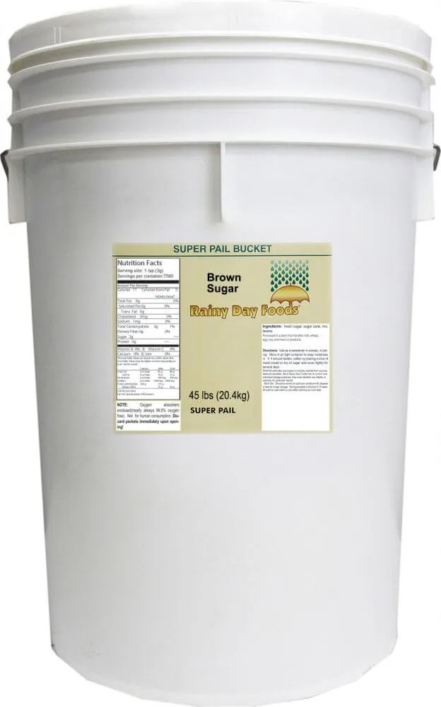 Rainy Day Foods Brown Sugar 5 Gallon 37 lbs Super Pail - 5594 Servings