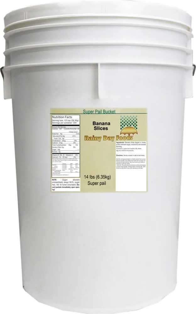 Rainy Day Foods Honey-Coated Banana Slices 5 Gallon 14 lbs Super Pail - 224 Servings