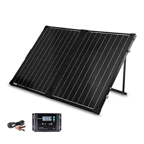 Renogy 100 Watt 12 Volt Portable Solar Panel with Waterproof 20A Charger Controller Foldable 100W Solar Suitcase with Adjustable Kickstand for Power Station, 100W Panel-20A Controller, Black