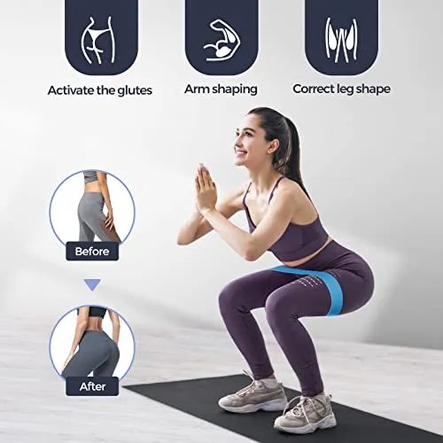 Resistance Bands, 4PCS Exercise Bands for Legs Glutes Arms, 4 Levels Skin-Friendly Resistance Fitness Exercise Loop Bands for Gym Home Yoga Pilates with Carry Bag and Instruction Guide