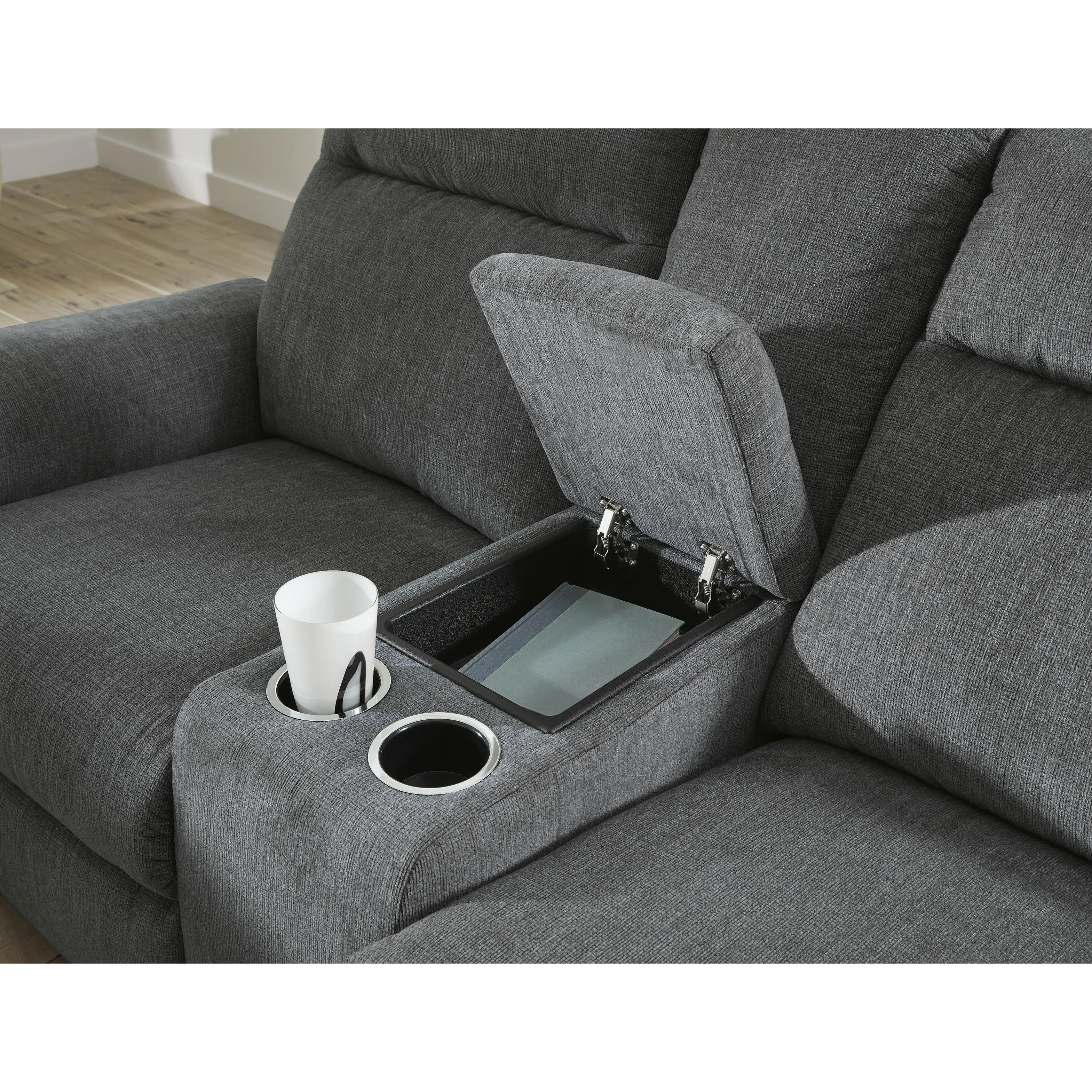 Signature Design by Ashley Barnsana Power Reclining Fabric Loveseat with Console 3320296C