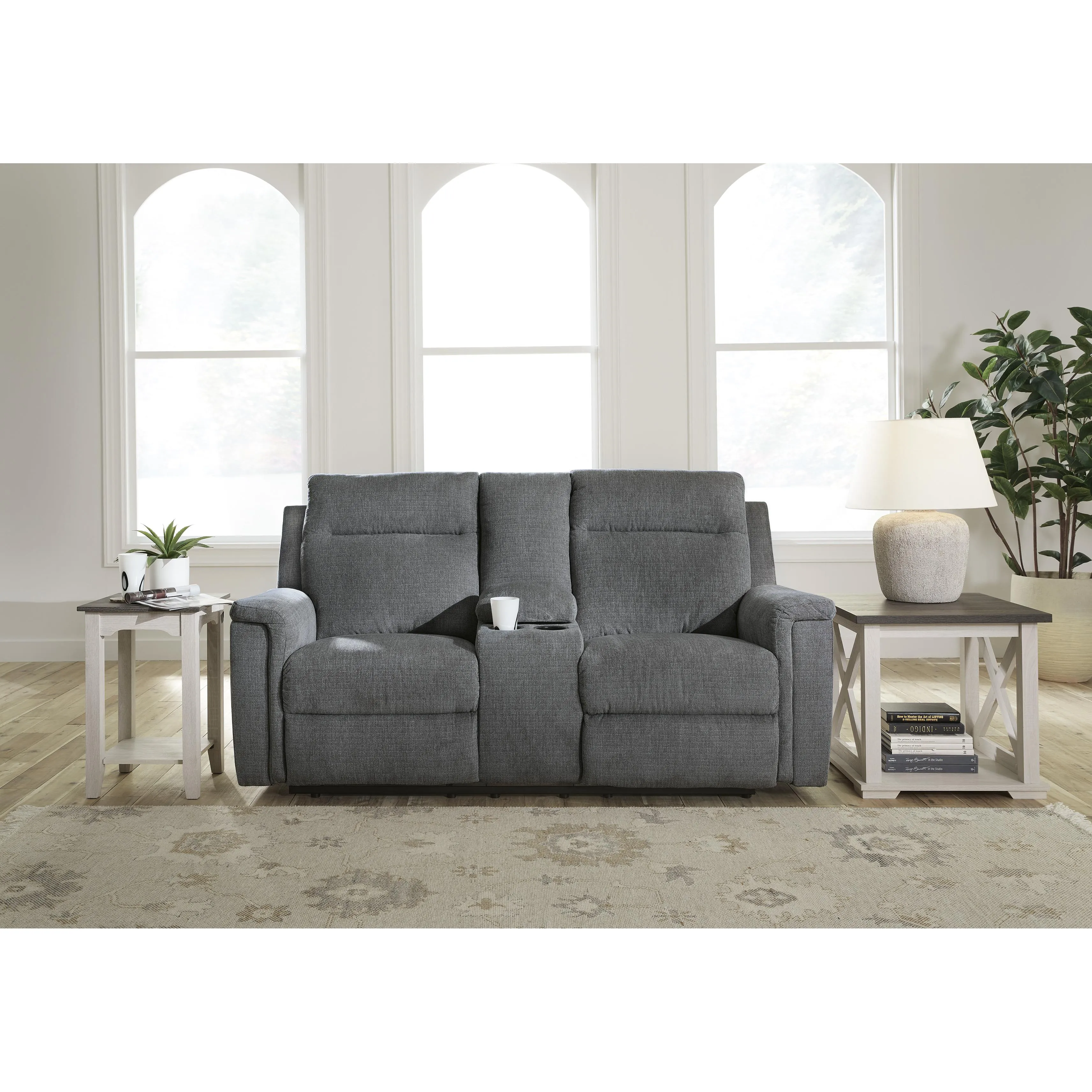 Signature Design by Ashley Barnsana Power Reclining Fabric Loveseat with Console 3320296C