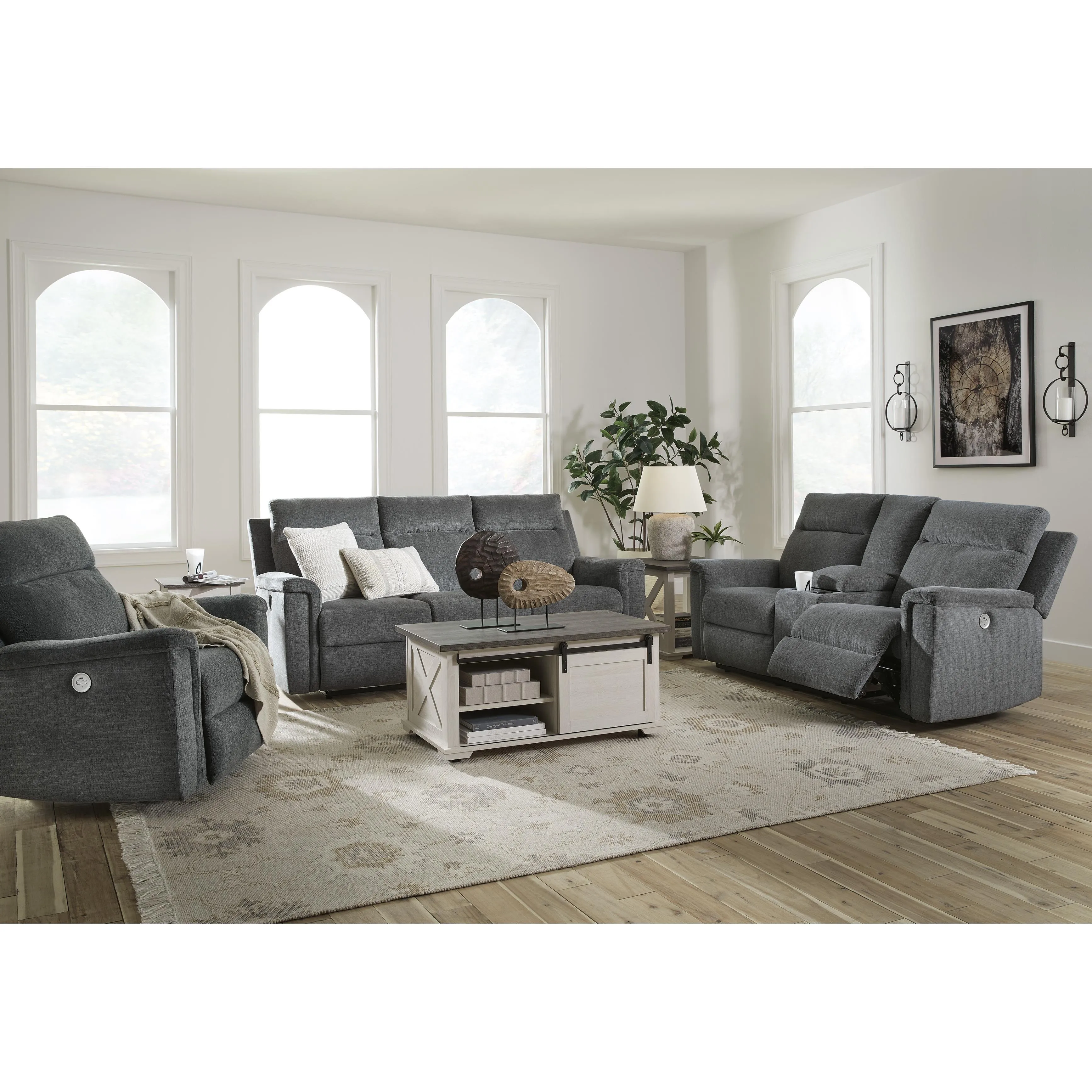 Signature Design by Ashley Barnsana Power Reclining Fabric Loveseat with Console 3320296C