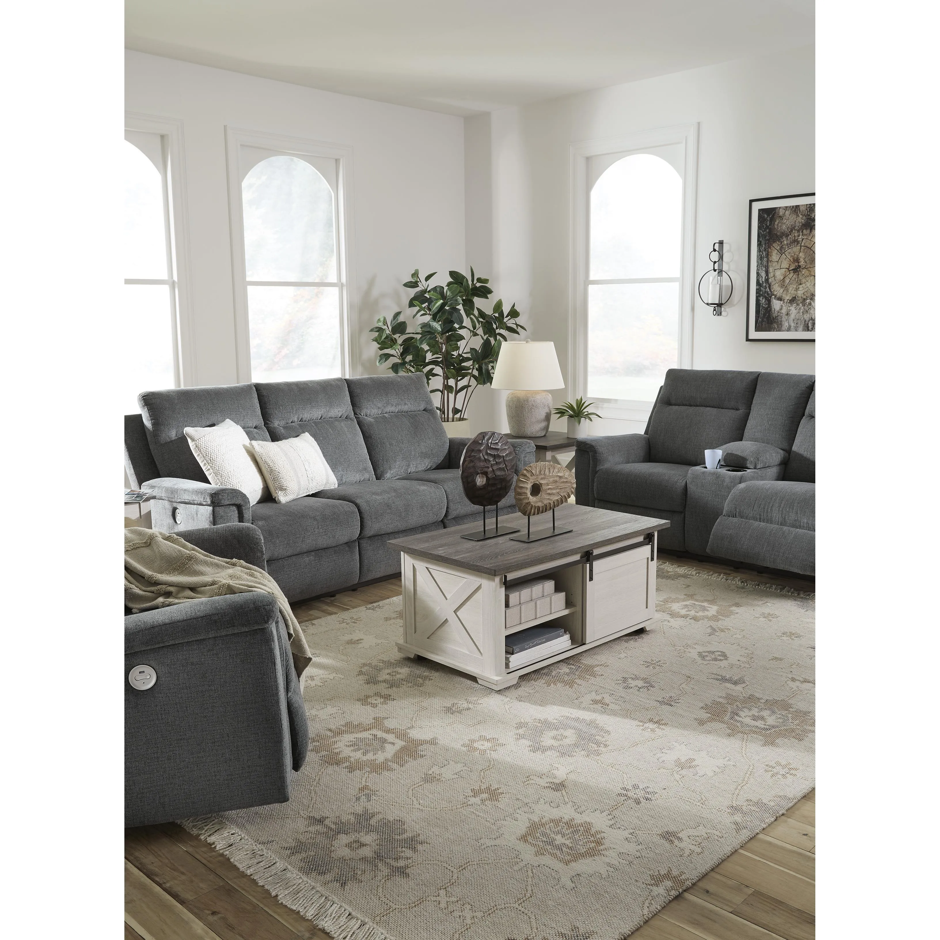 Signature Design by Ashley Barnsana Power Reclining Fabric Loveseat with Console 3320296C