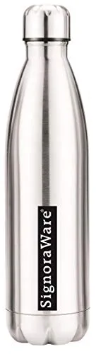 Signoraware Aace Single Walled Stainless Steel Fridge Water Bottle, 1 Litre, Cola Silver