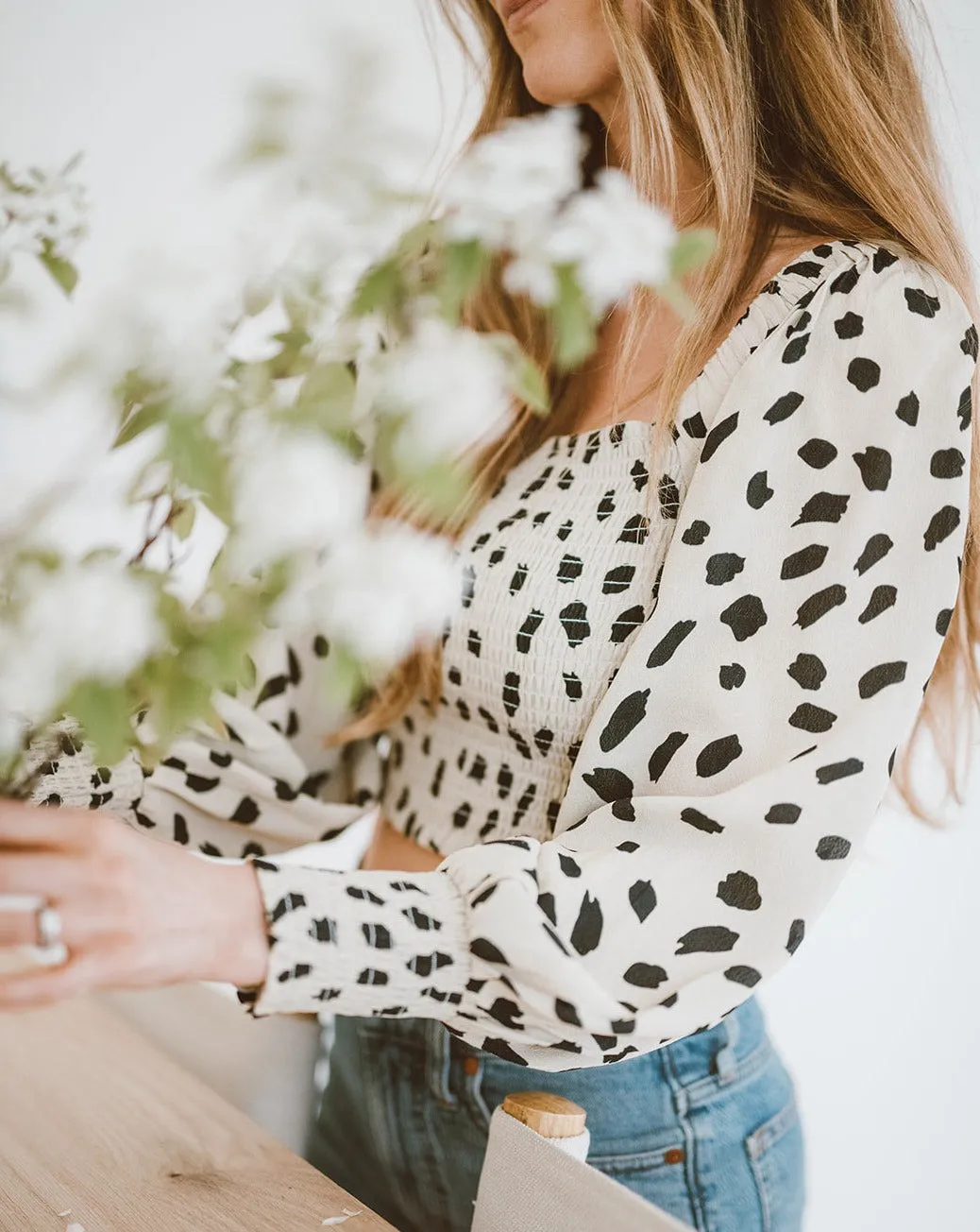 Smocked Cropped Top | Spots Dots