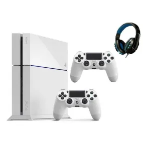 Sony PlayStation 4 500GB Gaming Console White 2 Controller Included BOLT AXTION Bundle Like New